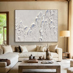 “White Textured Terrain” - White Abstract Painting On Canvas PS0522