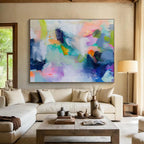 “Vibrant Color Collision” - Energetic Abstract Painting On Canvas DKS497