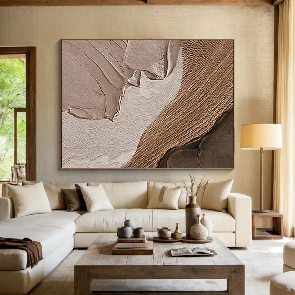 “Textured Earth Tones” - Abstract Landscape Painting On Canvas DKS467