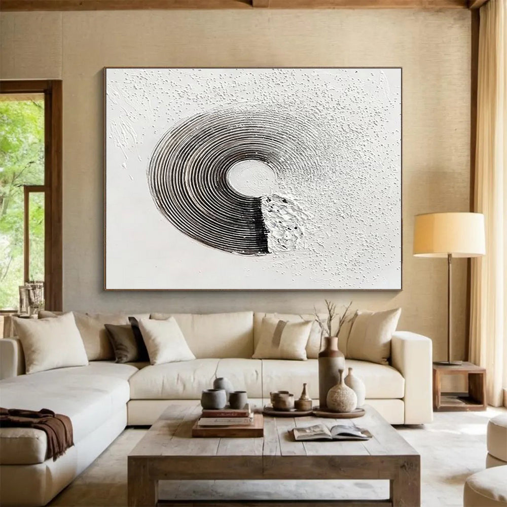 Black & White Groove: Monochromatic Abstract Textured Painting for Minimalist Studio & Music - Lovers’ Den DKS645