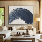 “Bold Blue Textured Stroke” - Blue, White Abstract Minimalist Painting On Canvas PS0680