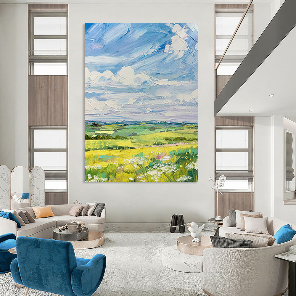 “Vibrant Countryside View” - Impressionistic Landscape Painting On Canvas PT1050