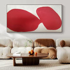 Red and White Organic, "Vibrant Curves" – Organic Abstract Painting On Canvas PS0997