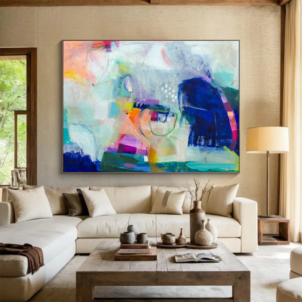 Colorful Eclectic Abstract Painting On Canvas DKS026