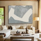 “Gray - White Minimalist Shapes” - Gray, White Minimalist Abstract Painting On Canvas PS0436