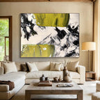 “Bold Green - Black - White Abstract Strokes” - Expressive Abstract Painting On Canvas PS0305