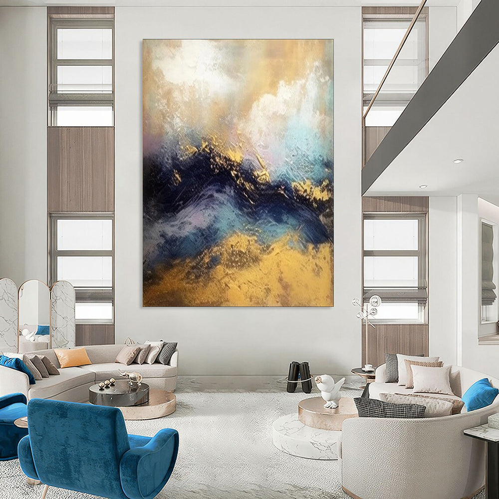 “Energetic Abstract with Gold Accents” - Abstract Painting On Canvas PT1941