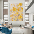 “Yellow Floral Relief” - Textured Floral Painting On Canvas DS289