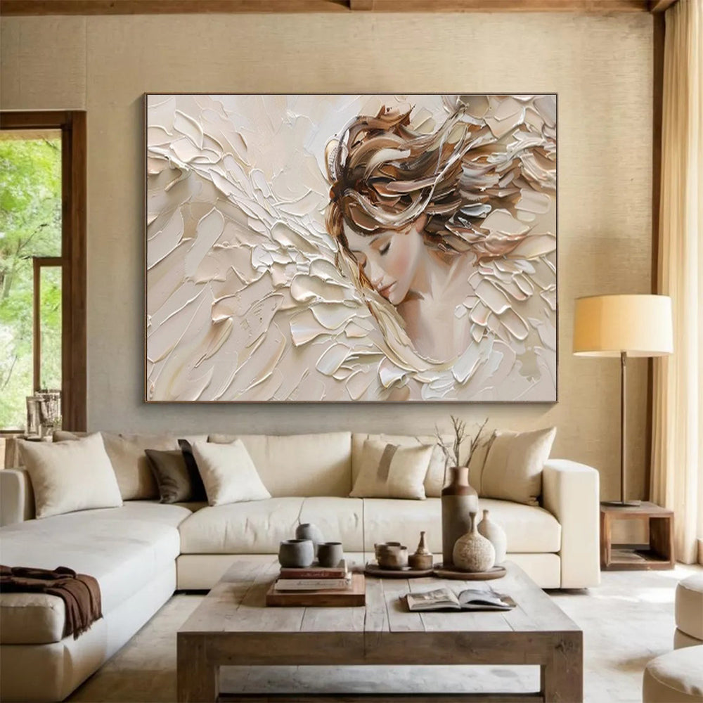 “Textured Angelic Figure” - Impasto Portrait Painting On Canvas DKS454
