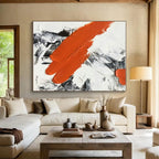 “Fiery Orange Dash” - Orange, Gray, White Abstract Textured Painting On Canvas PS0617