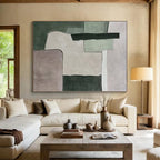 “Pastel Shape Mix” - Green, Gray, Purple Abstract Geometric Painting On Canvas PS0392