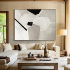 “Black - White Geometric Abstraction” - Black, White Abstract Geometric Painting On Canvas PS0559