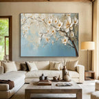 Blossom Serenity - 3D Textured Floral Oil Painting, Ideal for Bedroom & Spa DKS671