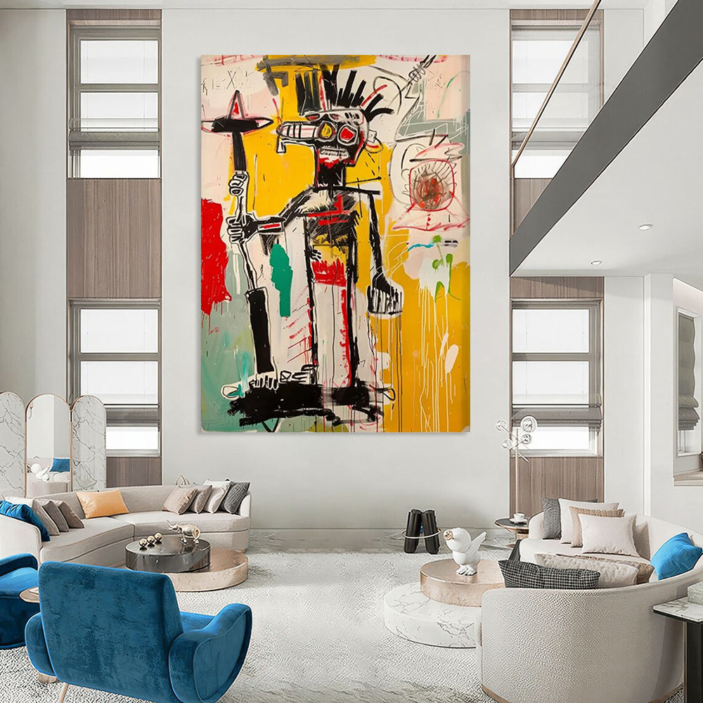 Urban Tribal Figure: Bold Lines & Colors Painting On Canvas DS103