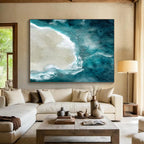 “Aerial View of Island and Turquoise Sea” - Photorealistic Landscape Painting On Canvas PT125