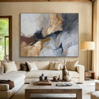 “Gray And Gold Abstract” - Luxe Abstract Painting On Canvas DKS518