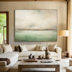 Soft Green and Beige Abstract Seascape Minimalist Seascape Painting On Canvas DKS159