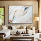 “Pink, Gold & Blue Marble - Like” - Abstract Painting On Canvas PS0433