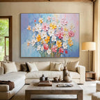 “3D Pastel Flower Bouquet” - Sculptural Floral Painting On Canvas PT210