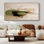 Black, Green, Beige with Curved Lines and Shapes "Organic Fusion" Abstract Painting On Canvas PS1294