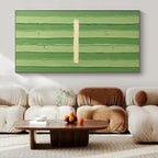 Green Stripes with Figures "Green Paths" Abstract Painting On Canvas PS1356