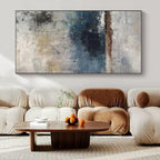 Gray, Blue, Brown with Abstract Coastal Hues "Coastal Mist" Abstract Painting On Canvas PS1319