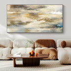 Beige, Blue, and Gold Textured, "Ethereal Haze" – Textured Abstract Painting On Canvas PS1003