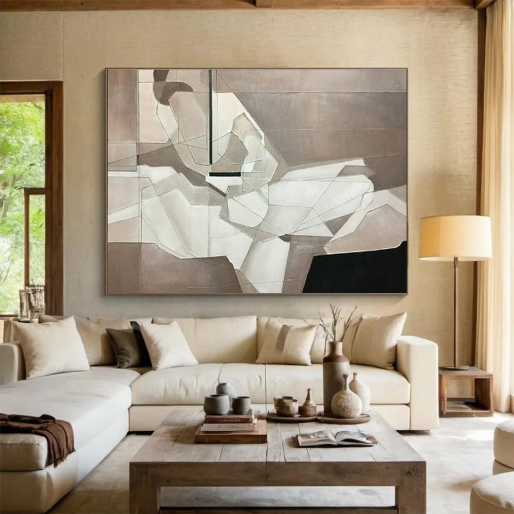 Geometric Neutral Abstraction - Precisionist Abstract Painting On Canvas DKS350