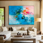 Blue & Pink Floral - Inspired Abstract Painting On Canvas DKS030