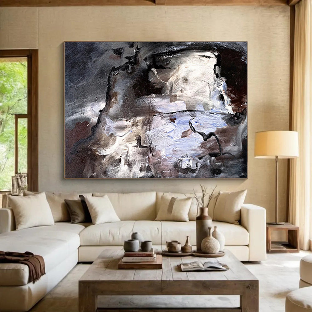 “Monochrome Abstract Intrigue” - Modern Abstract Painting On Canvas PS0048