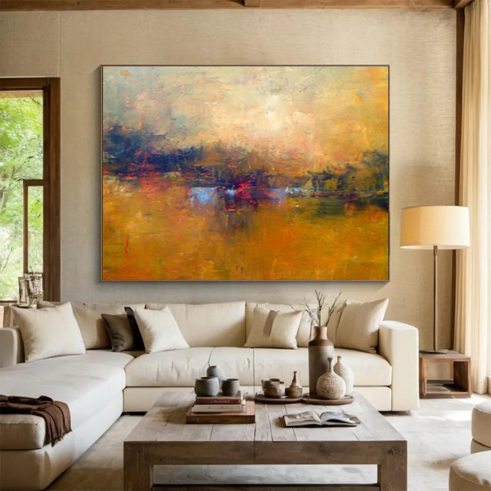 “Golden Hour Abstract” - Warm - toned Landscape Painting On Canvas DKS399