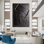 “Black Textured Abstract” - Minimalist Abstract Painting On Canvas PT1333