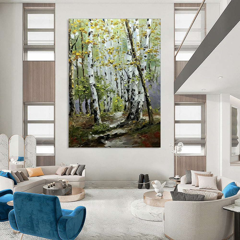 Colorful Birch Forest, Impressionistic Style, Oil Painting On Canvas PT2093