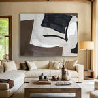 “Monochrome Geometric Forms” - Black, White, Brown Abstract Geometric Painting On Canvas PS0557