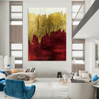 “Gold - Burgundy Abstract” - Abstract Expressionist Painting On Canvas PT1339