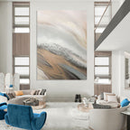 “Beige - Grey - Silver Abstract Flow” - Minimalist Abstract Painting On Canvas PT1228