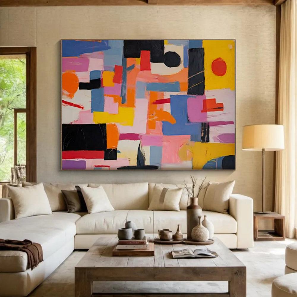 Colorful Geometric, "Urban Geometry" – Abstract Geometric Painting On Canvas PS0880