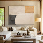 “Neutral Shapes Abstract” - Beige, Gray Abstract Painting On Canvas PS0453