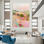 “Blush - Toned Floral Abstract Field” - Impressionist Abstract Painting On Canvas PT2012