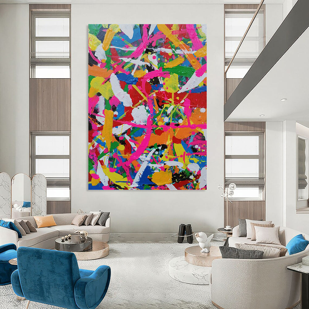 “Color - Explosion Abstract” - Abstract Expressionist Painting On Canvas PT1277