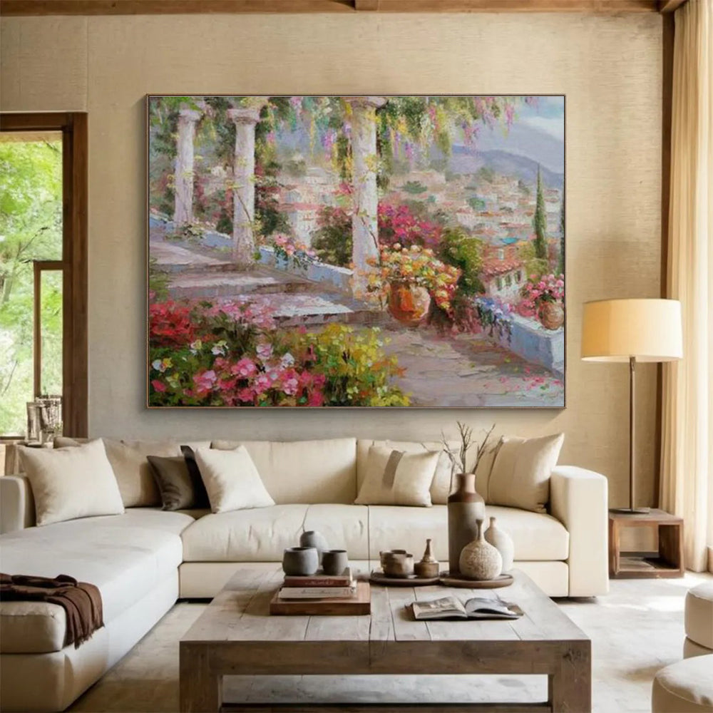 Garden Vista - Scenic Garden Oil Painting, Suited for Hallway & Balcony DKS663