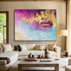 Purple, Gold & Blue Dreamy Abstract Painting On Canvas DKS015