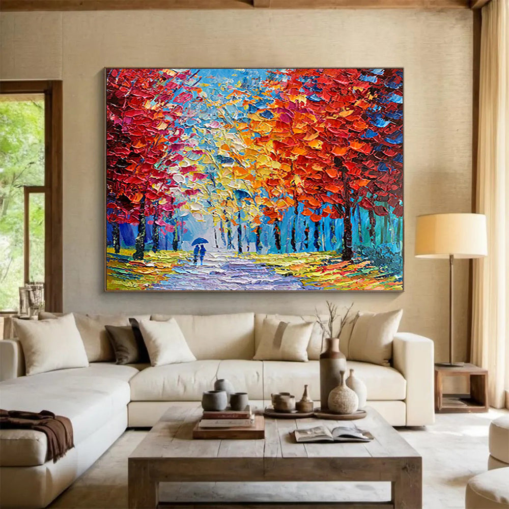 “Colorful Autumn Stroll” - Impressionistic Forest Painting On Canvas PT200