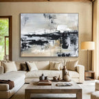 Black, White, Gray Layered Chaos “City Mosaic” - Painting On Canvas PS0799