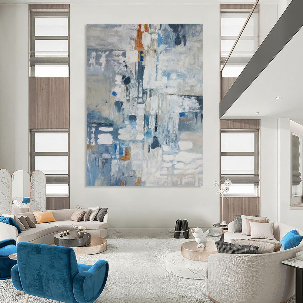 “Blue - Gray Abstract Impressions” - Abstract Landscape Painting On Canvas DS028