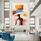 “Colorful Abstract Hat Figure” - Playful Fashion - Inspired Painting On Canvas DS324