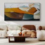 Orange, Green, Blue, White with Flowing Shapes "Colorful Fusion" Abstract Painting On Canvas PS1457