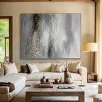 “Grey - Gold Abstract Misty Landscape” - Ethereal Landscape Painting On Canvas PS0345