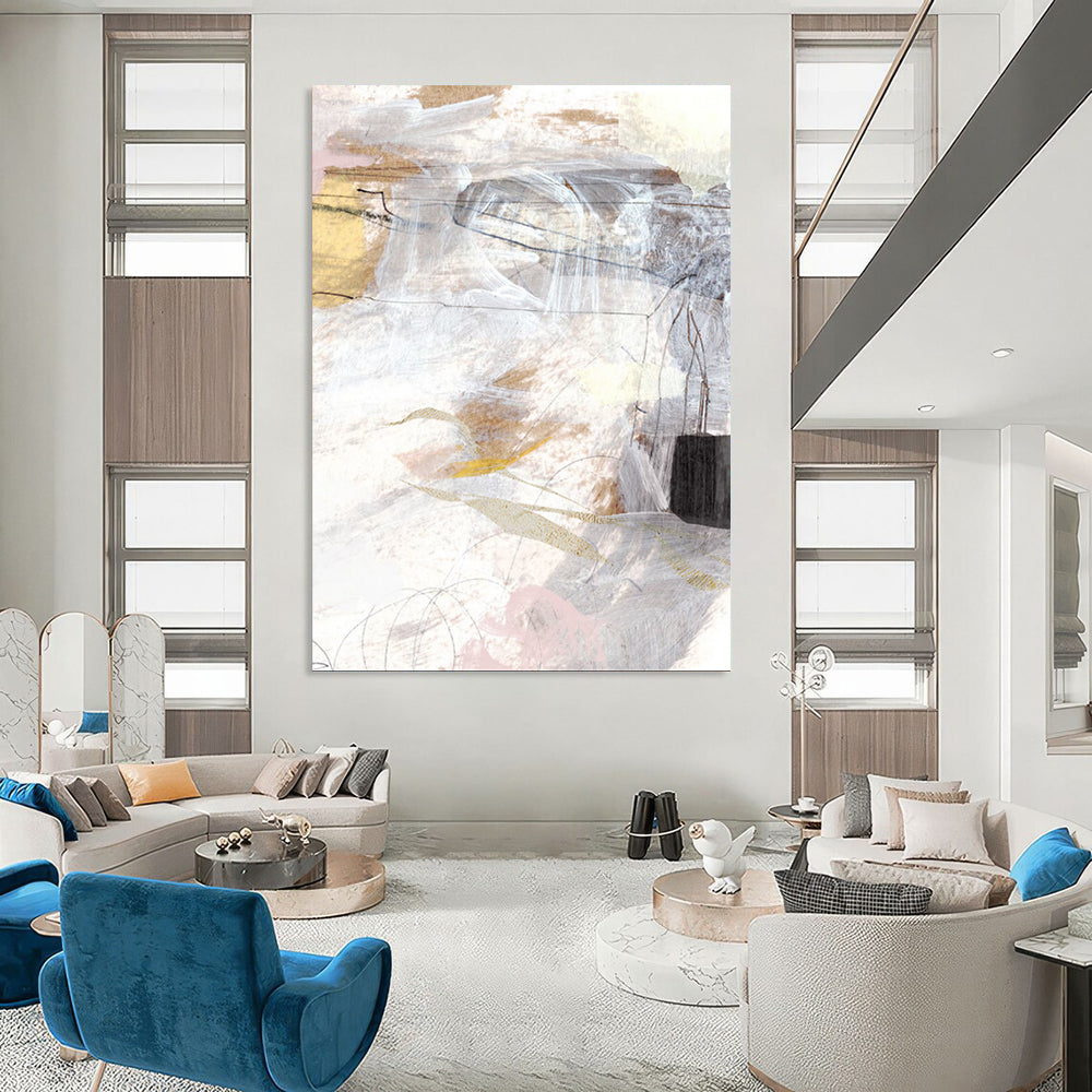 “Neutral Tones & Delicate Lines Abstract” - Earthy Hues with Subtle Details Painting On Canvas DS212