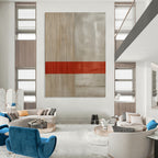“Beige - Gray Minimalist Lines” - Minimalist Abstract Painting On Canvas DS007